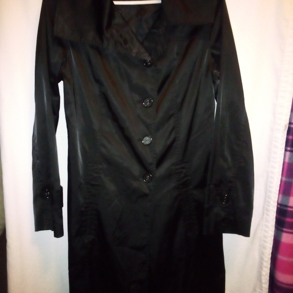 Mossimo coat women's long black midi trench light rain jacket size small - Picture 5 of 5